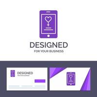 kreative visitenkarten- und logo-schablonen-app mobile liebesliebhaber-vektorillustration vektor