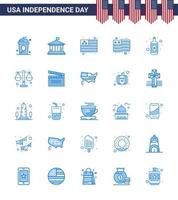 Happy Independence Day Pack mit 25 Blues-Zeichen und Symbolen für US-Gerichtshof Wein Alkohol editierbare US-Tag-Vektor-Designelemente vektor