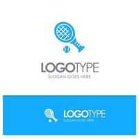 boll racket tennis sport blå fast logotyp med plats för Tagline vektor