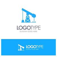 konstruktion industri olja gas blå fast logotyp med plats för Tagline vektor