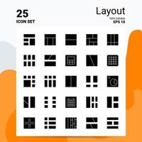 25 Layout-Icon-Set 100 bearbeitbare eps 10-Dateien Business-Logo-Konzept-Ideen solides Glyphen-Icon-Design vektor