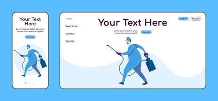 Hausdesinfektion adaptive Landingpage flache Farbvektor Vorlage vektor