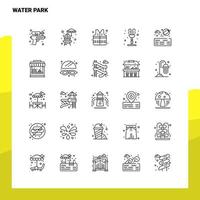 uppsättning av vatten parkera linje ikon uppsättning 25 ikoner vektor minimalism stil design svart ikoner uppsättning linjär piktogram packa