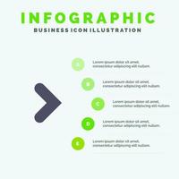 Pfeil nach rechts Vorwärts Richtung solides Symbol Infografiken 5 Schritte Präsentationshintergrund vektor