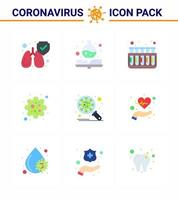 korona virus förebyggande covid19 tips till undvika skada 9 platt Färg ikon för presentation säkerhet korona rör bakterie patogen viral coronavirus 2019 nov sjukdom vektor design element