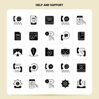 Solide 25 Hilfe- und Support-Icon-Set Vektor-Glyphen-Stil-Design Schwarze Icons Set Web- und Mobile-Business-Ideen-Design-Vektor-Illustration vektor