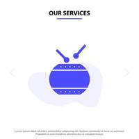 unsere dienstleistungen trommelfeier china chinesische solide glyph icon web card template vektor