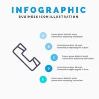 Anruf Kontakt Telefon Telefonleitungssymbol mit 5 Schritten Präsentation Infografiken Hintergrund vektor