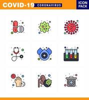 neuartiges coronavirus 2019ncov 9 gefüllte linie flache farbe icon pack drop stethoskop bakterien gesundheitsbakterien virales coronavirus 2019nov krankheitsvektor designelemente vektor
