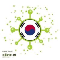 korea söder coronavius flagga medvetenhet bakgrund stanna kvar Hem stanna kvar friska ta vård av din egen hälsa be för Land vektor
