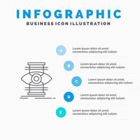 öga Framgång fokus optimera linje ikon med 5 steg presentation infographics bakgrund vektor