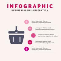 Warenkorb Warenkorb Frühling solide Symbol Infografiken 5 Schritte Präsentation Hintergrund vektor