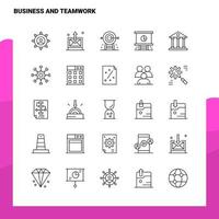 uppsättning av företag och lagarbete linje ikon uppsättning 25 ikoner vektor minimalism stil design svart ikoner uppsättning linjär piktogram packa