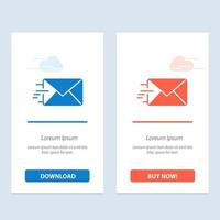E-Mail-Mail-Nachricht blau und rot herunterladen und jetzt kaufen Web-Widget-Kartenvorlage vektor