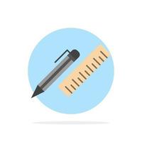 Stift-Schreibtisch-Organisator-Bleistift-Lineal liefert flaches Farbsymbol für abstrakten Kreishintergrund vektor