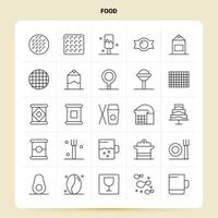 Umriss 25 Essen Icon Set Vektor Linienstil Design schwarze Icons Set lineare Piktogramm Pack Web und mobile Geschäftsideen Design Vektor Illustration