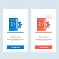 mobile designeinstellung blau und rot jetzt herunterladen und kaufen web-widget-kartenvorlage vektor
