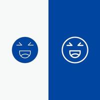 Chat-Emojis lächeln fröhliche Linie und Glyphe solides Symbol blaues Banner Linie und Glyphe solides Symbol blaues Banner vektor