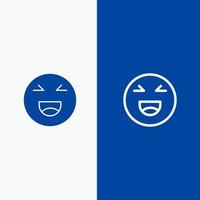 chatt emojis leende Lycklig linje och glyf fast ikon blå baner linje och glyf fast ikon blå baner vektor