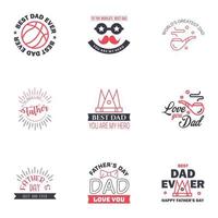 9 schwarze und rosa Happy Fathers Day Design Collection ein Satz von zwölf braun gefärbten Vatertagsdesigns im Vintage-Stil auf hellem Hintergrund editierbare Vektordesign-Elemente vektor