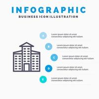 Gebäude Stadt Baulinie Symbol mit 5 Schritten Präsentation Infografiken Hintergrund vektor