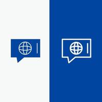 Chat World Technical Service Line und Glyph Solid Icon Blue Banner Line und Glyph Solid Icon Blue Banner vektor