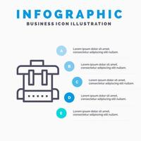 väska utbildning skola linje ikon med 5 steg presentation infographics bakgrund vektor