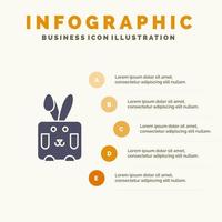 kanin påsk kanin Semester fast ikon infographics 5 steg presentation bakgrund vektor