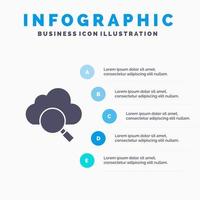 Cloud Search Research solides Symbol Infografiken 5 Schritte Präsentationshintergrund vektor