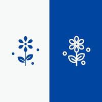 Blume Ostern Natur Linie und Glyphe festes Symbol blaues Banner Linie und Glyphe festes Symbol blaues Banner vektor