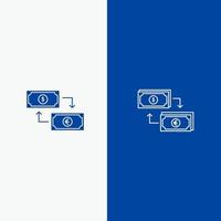 tauschen sie geschäft dollar euro finanzen finanzgeld linie und glyphe festes symbol blaues banner linie und glyphe festes symbol blaues banner vektor