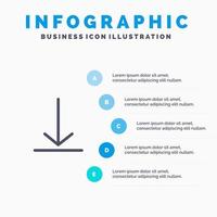 Laden Sie das Video-Twitter-Liniensymbol mit 5 Schritten Präsentation Infografiken Hintergrund herunter vektor