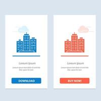 gebäude architektur geschäftsimmobilien büroimmobilie echt blau und rot jetzt herunterladen und kaufen web-widget-kartenvorlage vektor
