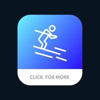 Aktivität Ski Skifahren Sportler mobile App-Taste Android- und iOS-Linienversion vektor