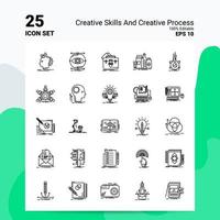 25 kreativ Kompetens och kreativ bearbeta ikon uppsättning 100 redigerbar eps 10 filer företag logotyp begrepp idéer linje ikon design vektor