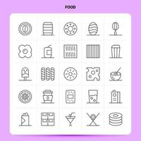 översikt 25 mat ikon uppsättning vektor linje stil design svart ikoner uppsättning linjär piktogram packa webb och mobil företag idéer design vektor illustration