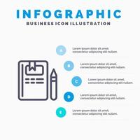 Buch Bildung Wissen Bleistiftlinie Symbol mit 5 Schritten Präsentation Infografiken Hintergrund vektor