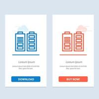 ackumulator batteri kraft full blå och röd ladda ner och köpa nu webb widget kort mall vektor