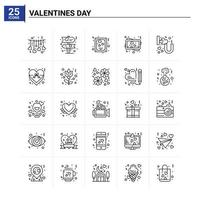 25 Valentinstag Icon Set Vektor Hintergrund