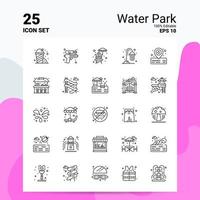 25 Wasserpark-Icon-Set 100 bearbeitbare Eps 10-Dateien Business-Logo-Konzept-Ideen-Line-Icon-Design vektor