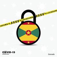 grenada lock down lock coronavirus pandemie bewusstseinsvorlage covid19 lock down design vektor