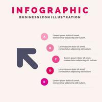 Pfeil nach oben links festes Symbol Infografiken 5 Schritte Präsentationshintergrund vektor