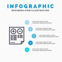 fördelar nackdelar dokumentera plus minus- blå infographics mall 5 steg vektor linje ikon mall