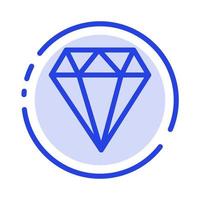 diamant juvel Smycken gam blå prickad linje linje ikon vektor