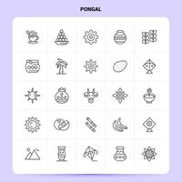 Umriss 25 Pongal Icon Set Vektor Linienstil Design schwarze Icons Set lineares Piktogrammpaket Web und mobile Geschäftsideen entwerfen Vektorillustration