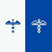 medizinisches Symbol Herz Gesundheitsversorgung Linie und Glyphe festes Symbol blaues Banner Linie und Glyphe festes Symbol blaues Banner vektor