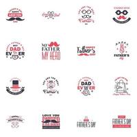 Lycklig fäder dag hälsning kort uppsättning 16 svart och rosa vektor typografi text användbar för banderoller skriva ut du är de bäst pappa text design redigerbar vektor design element