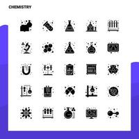 25 Chemie-Icon-Set solide Glyphen-Icon-Vektor-Illustrationsvorlage für Web- und mobile Ideen für Unternehmen vektor