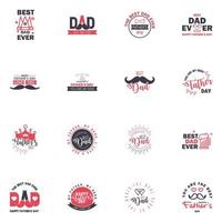 Lycklig fäder dag 16 svart och rosa typografi uppsättning vektor typografi årgång text för hälsning kort banderoller tshirt design du är de bäst pappa redigerbar vektor design element