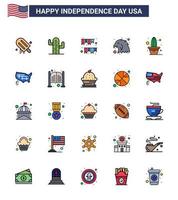 Stock Vektor Icon Pack von American Day 25 flach gefüllte Linien Zeichen und Symbole für Flower Eagle American Day Bird Party editierbare Usa Day Vektor Design Elemente